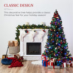 6ft Pre-Lit Spruce Hinged Artificial Christmas Tree w/ 250 Multicolored Lights, Foldable Stand
