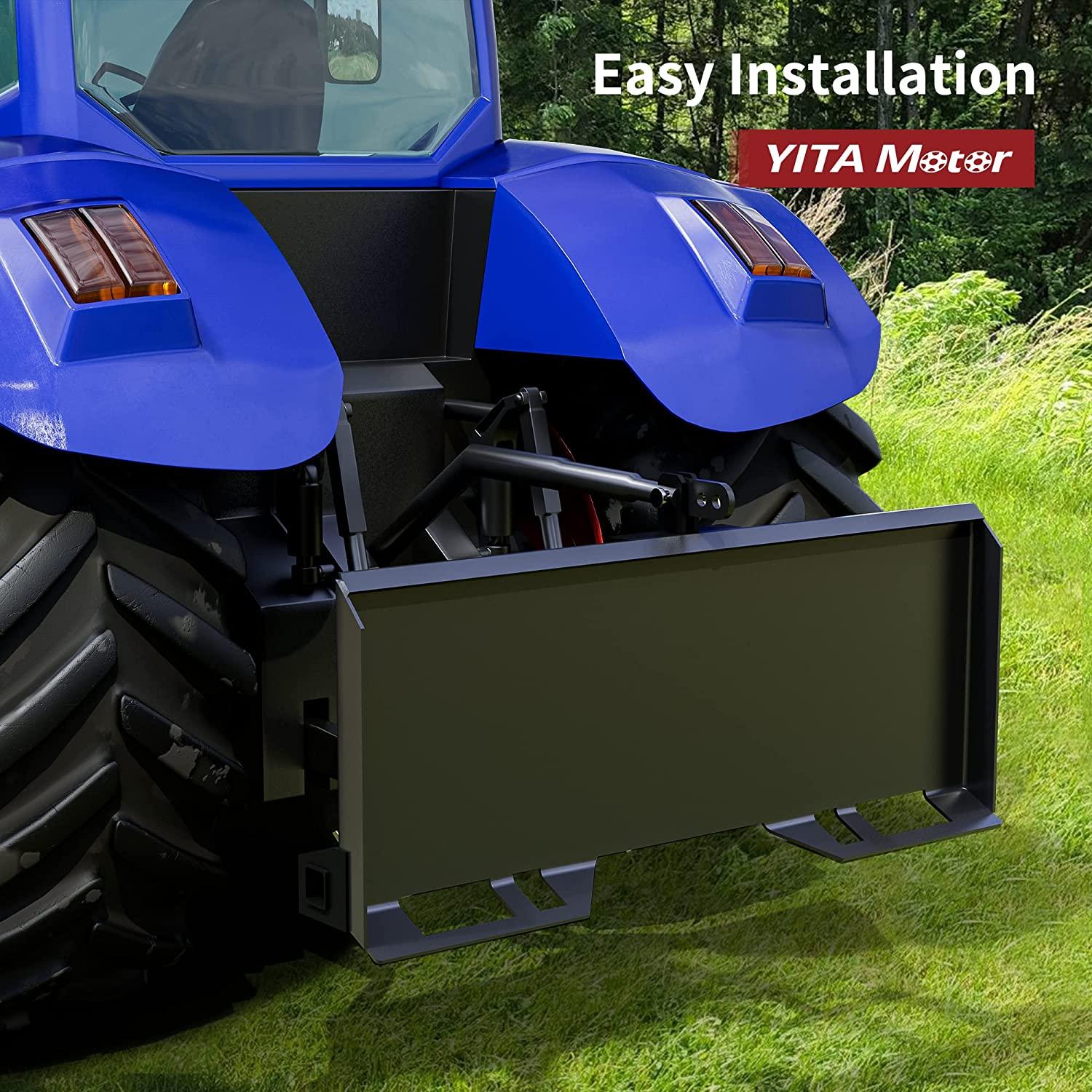 yitamotor 5/16" skid steer 3 point mount plate, universal quick-attach skid loader attachment skid steer adapter for loader backhoe tractor