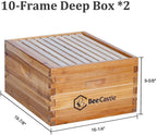 bee hive 10 frame complete bee hives and supplies starter kit, beeswax coated beehives for beginners with bee hive frame and waxed foundation include 2 deep hive box and 1 medium bee hive super