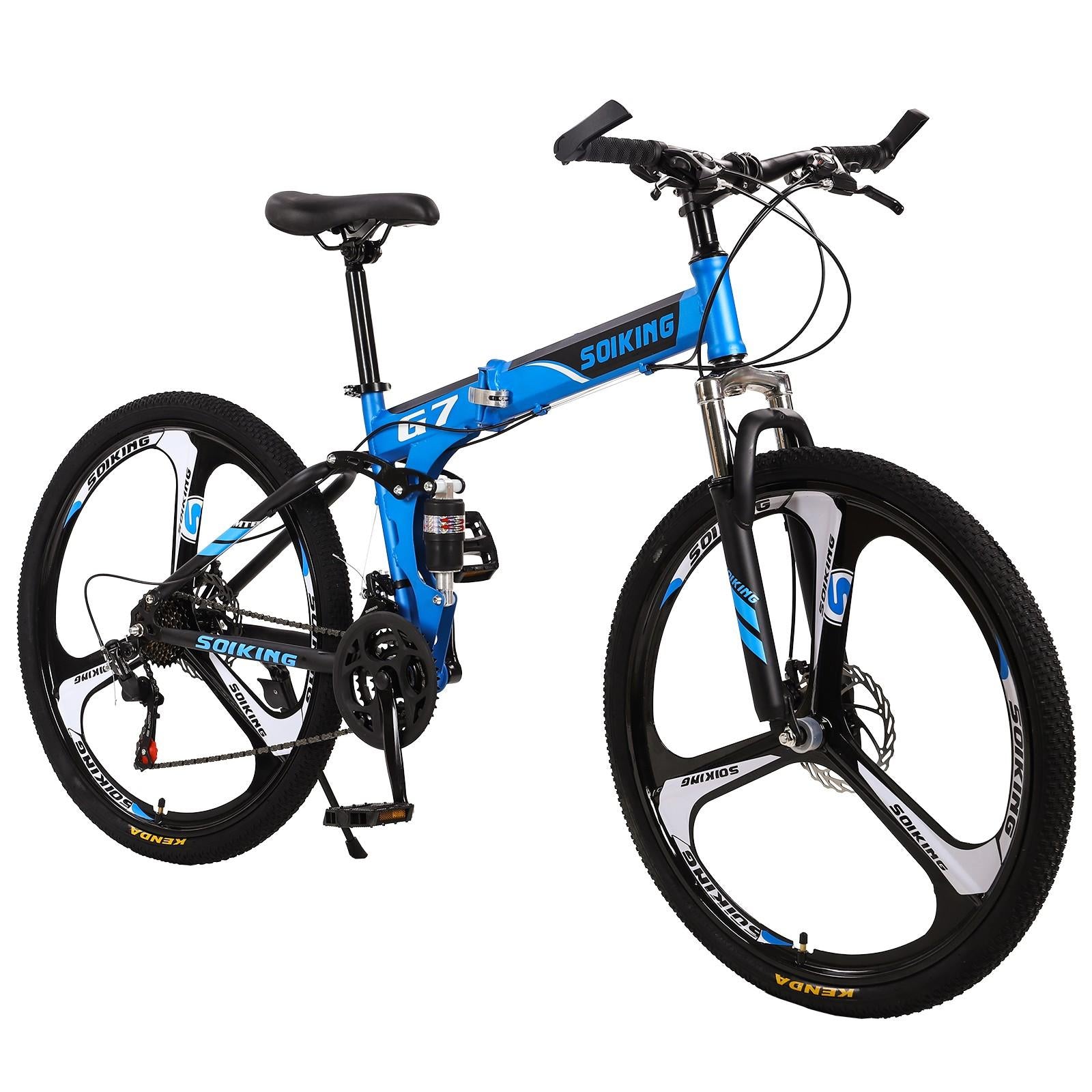 Hxroolrp 27.5In Folding Mountain Bike s 21 Speed Bicycle Full Suspension Mtb Bikes