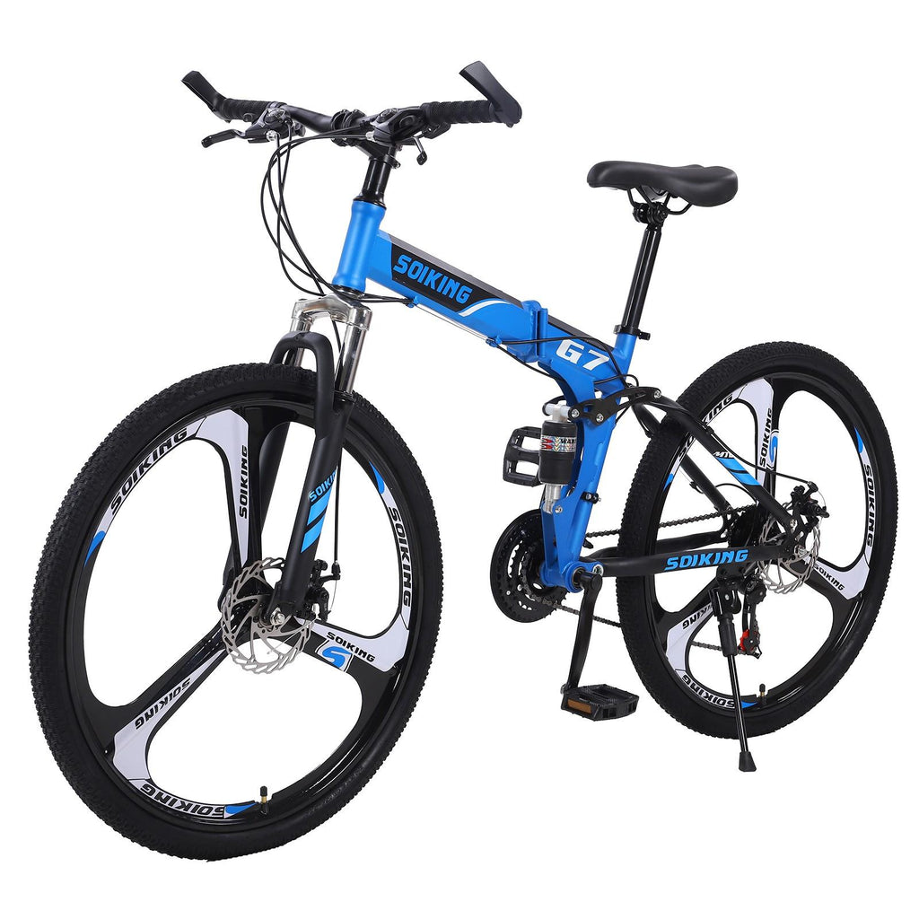 Hxroolrp 27.5In Folding Mountain Bike s 21 Speed Bicycle Full Suspension Mtb Bikes