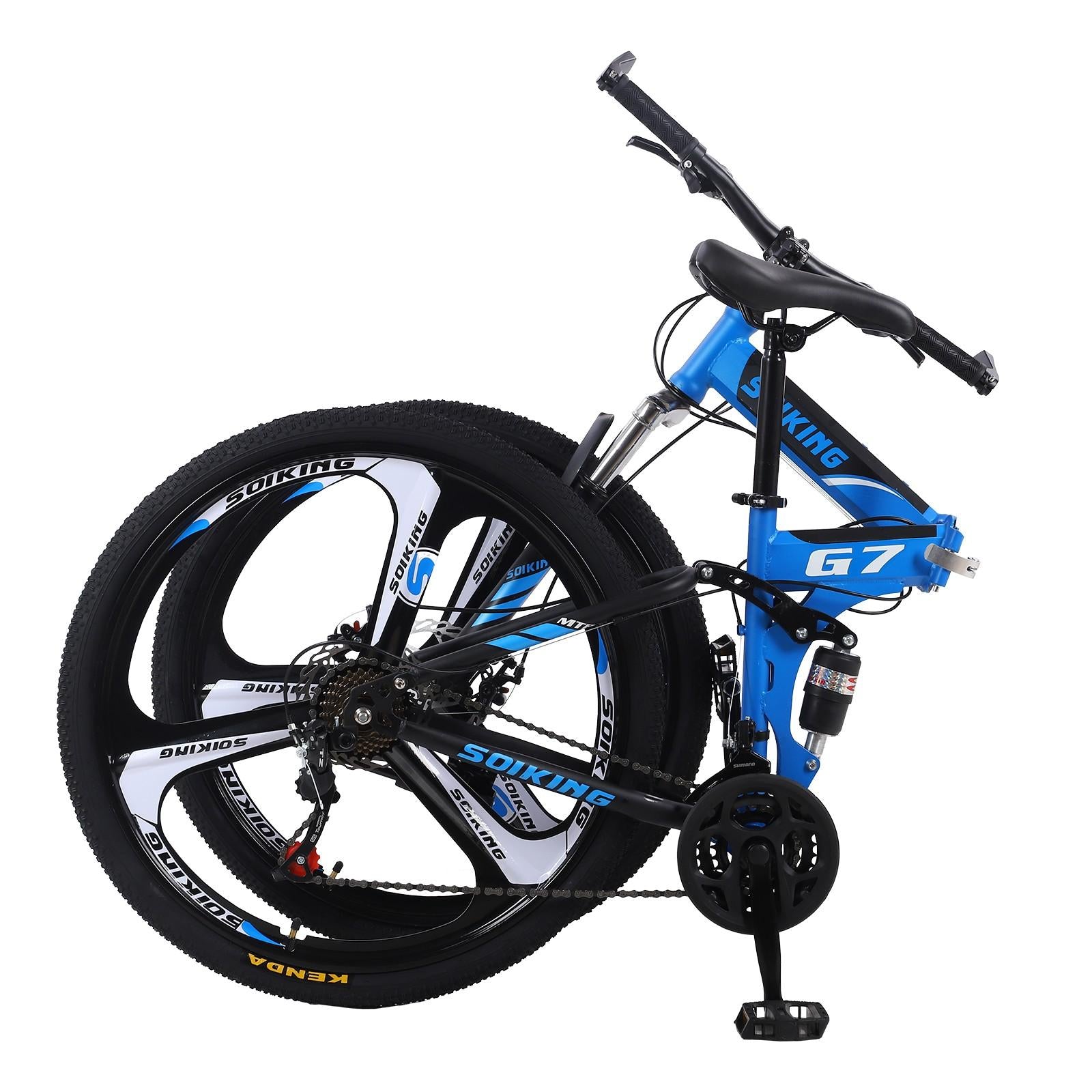 Hxroolrp 27.5In Folding Mountain Bike s 21 Speed Bicycle Full Suspension Mtb Bikes
