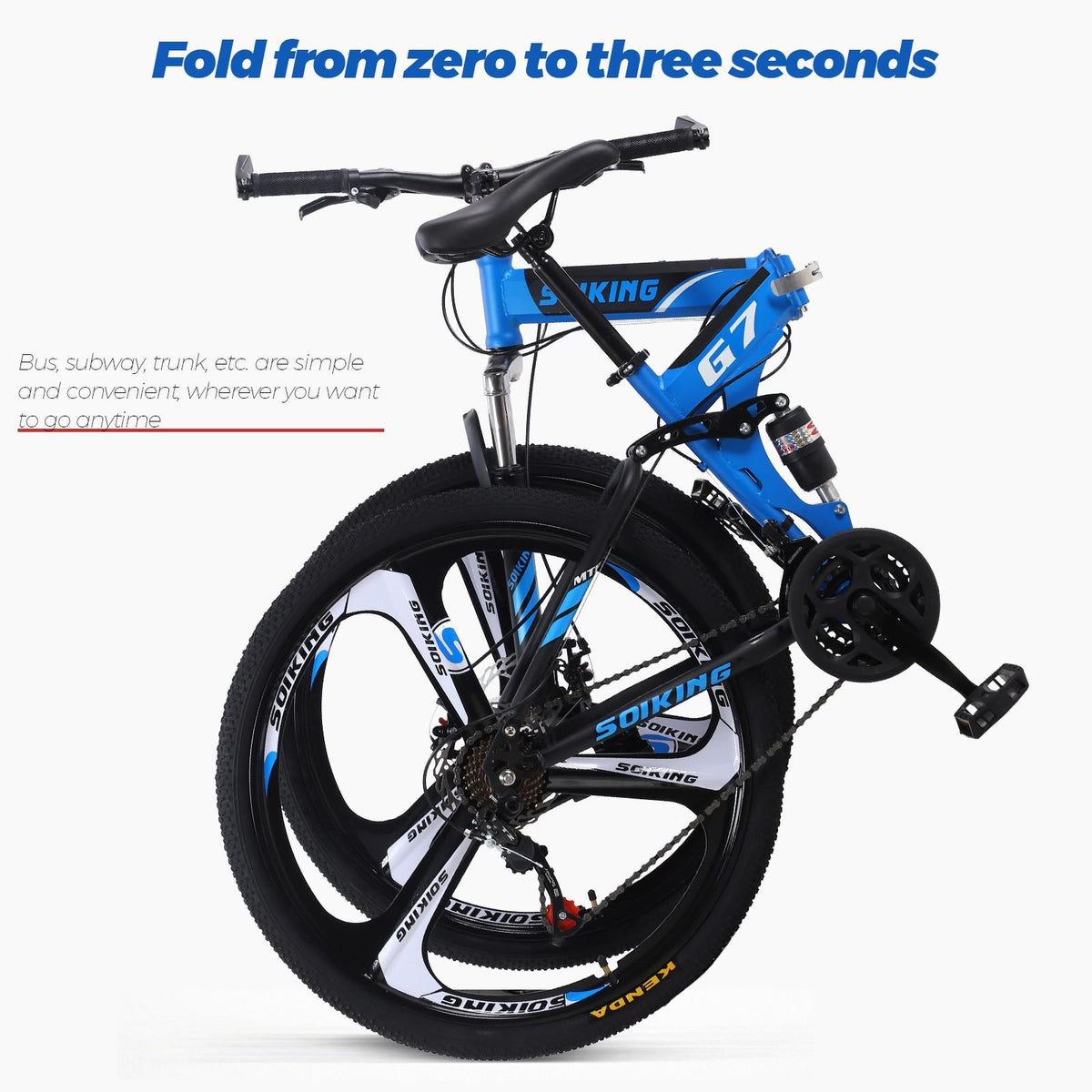 Hxroolrp 27.5In Folding Mountain Bike s 21 Speed Bicycle Full Suspension Mtb Bikes