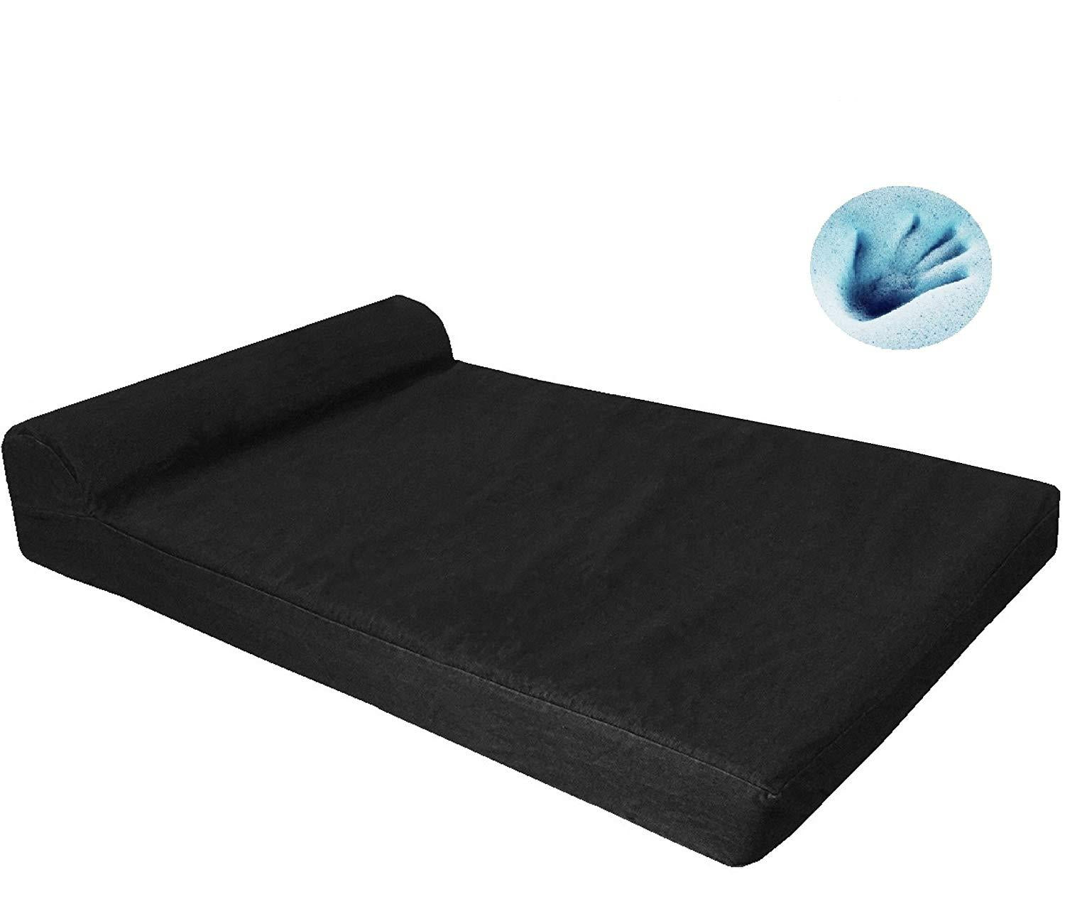 Dogbed4less Premium Extra LarHead Rest Orthopedic Cooling Memory Foam Dog Bed with Waterproof Internal Case and Durable Washable External Cover for Larto XL Pet