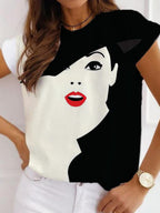 Fashion Casual Art Print Short Sleeve T-shirt Womens