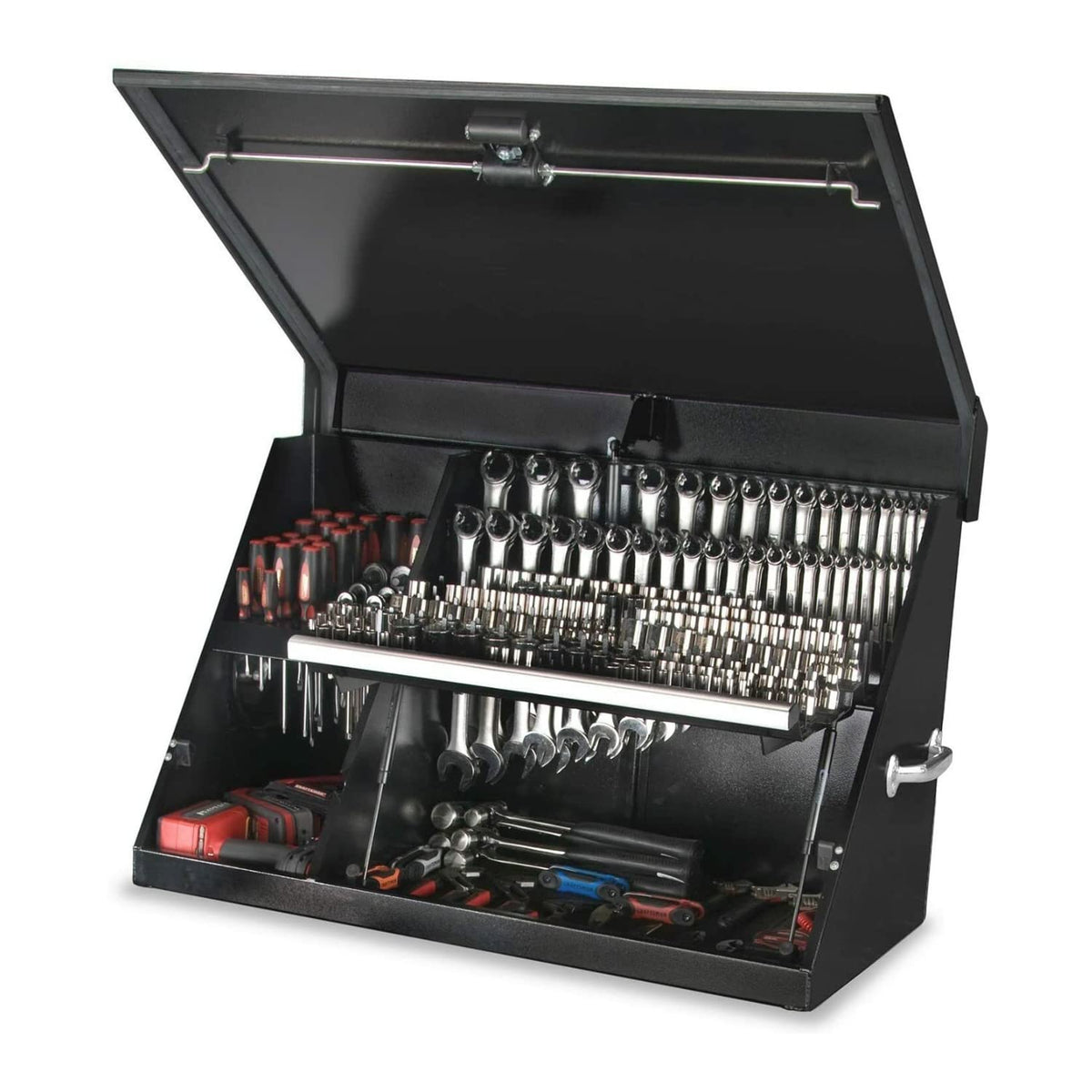 – XL450B – 36-Inch Portable  Toolbox – Multi-Tier  – 16-GauConstruction – SAE and Metric Tool Chest – Weather-Resistant Toolbox – Lock and Latching System, Black