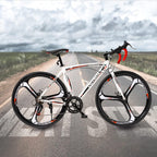 Max4out Road Bike for Men and Women with Aluminum Alloy Frame, Featuring 14 Speed  Shifter, 700C Wheel and Disc Brake Bicycles White/Black