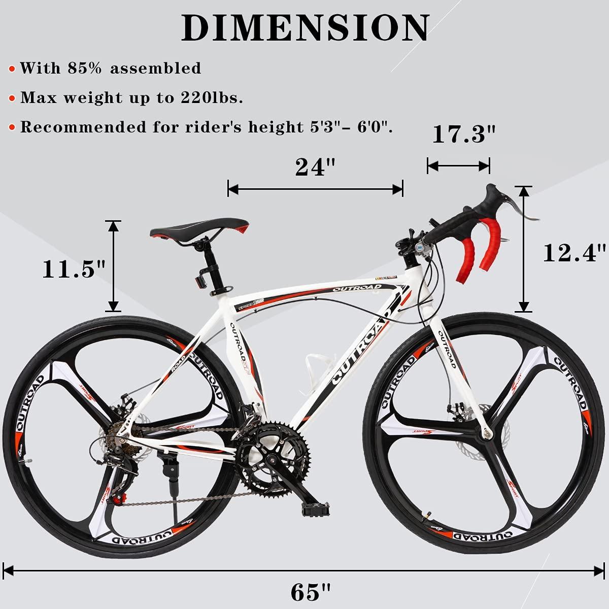 Max4out Road Bike for Men and Women with Aluminum Alloy Frame, Featuring 14 Speed  Shifter, 700C Wheel and Disc Brake Bicycles White/Black