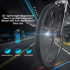 ANCHEER Electric Bike Folding Electric Commuting Bike/Mountain Bike with 26" Magnesium Alloy Integrated Wheel, Premium Front and Rear Suspension and 21 Speed Gears