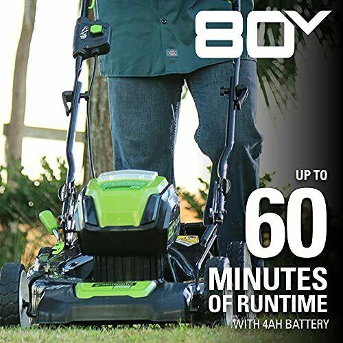 Greenworks Pro 80V 21 Inch Cordless Push Lawn Mower Includes 4Ah Battery and ...