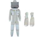 beeprogear ventilated bee suit for men-3x ultra protective layer beekeeping suit-premium white fabric mesh bee keepers suite-professional bee suit for women with round veil and free gloves (4x-large)