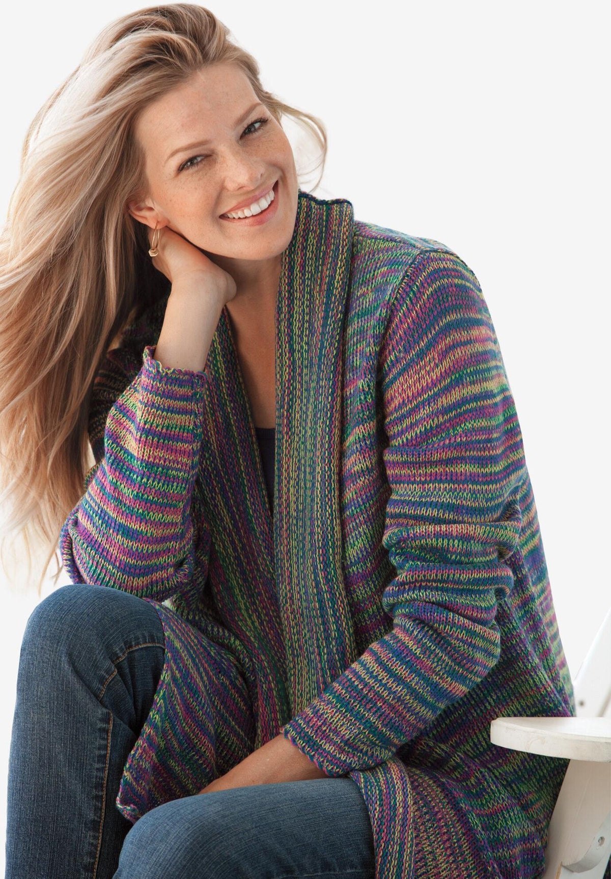 multi marled cardigan