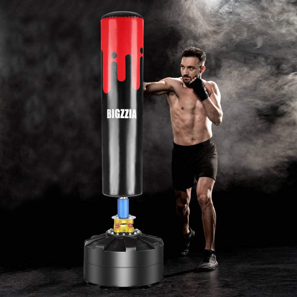 Bigzzia Stand Kickboxing Bags Kick Punch Bag 71'' - 250lb Heavy Boxing Bag with Suction Cup Base for Adult Youth Women Men