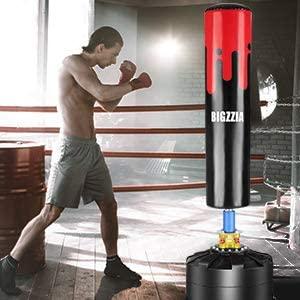 Bigzzia Stand Kickboxing Bags Kick Punch Bag 71'' - 250lb Heavy Boxing Bag with Suction Cup Base for Adult Youth Women Men