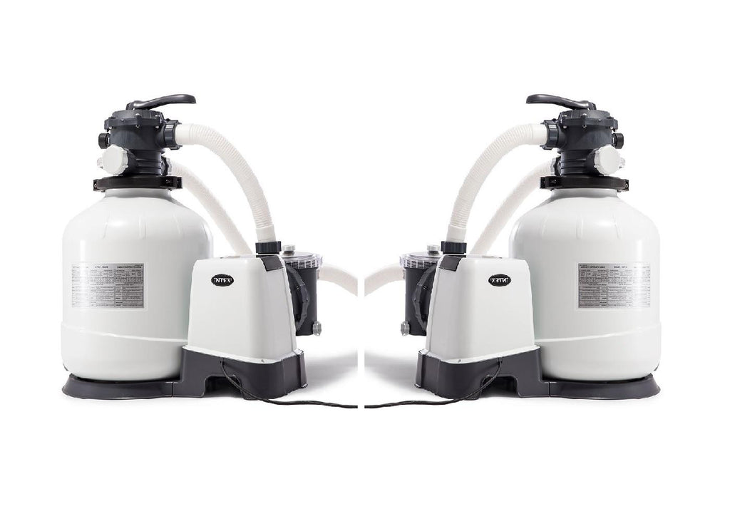 intex 3000 gph above ground pool sand filter pump with automatic timer (2 pack)