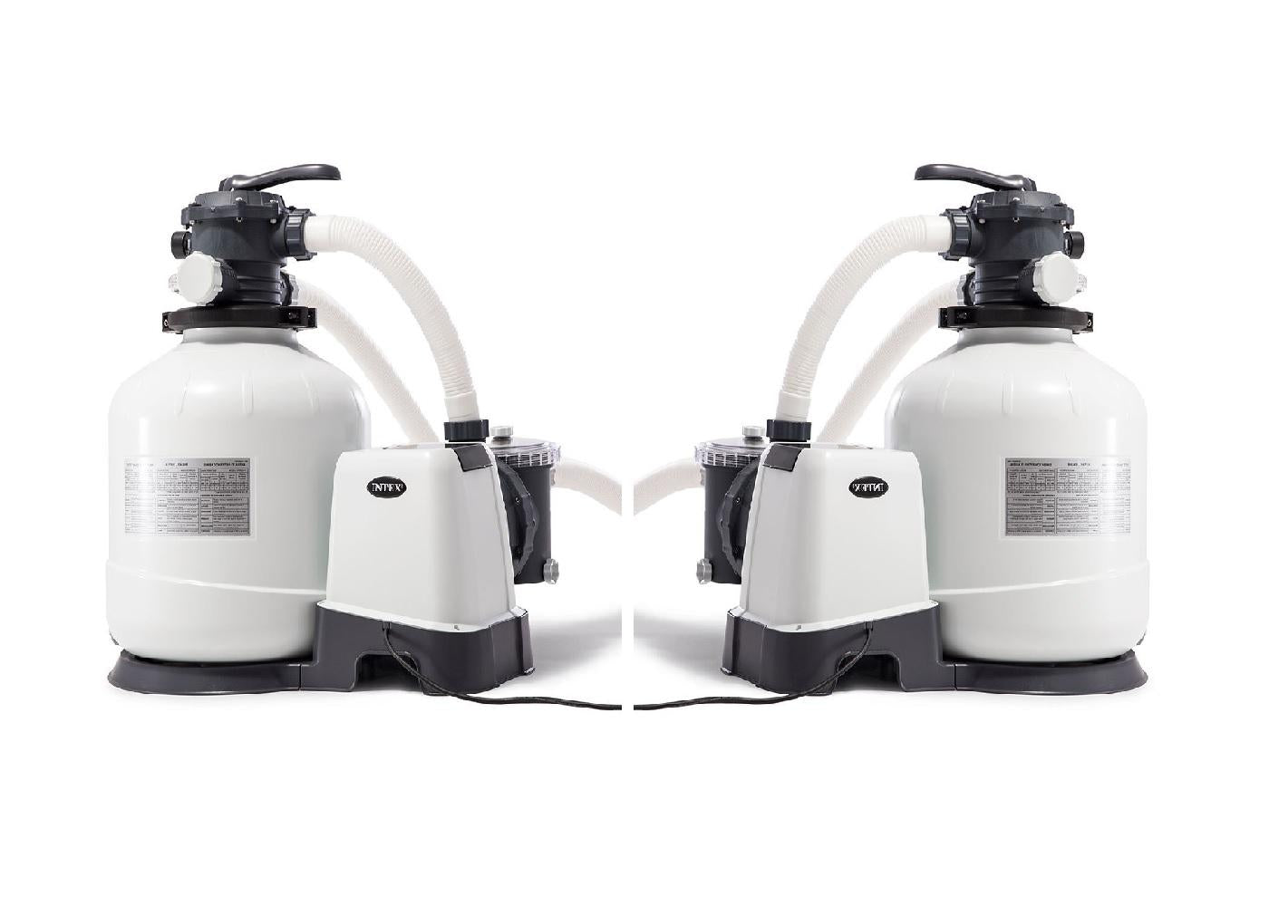 intex 3000 gph above ground pool sand filter pump with automatic timer (2 pack)