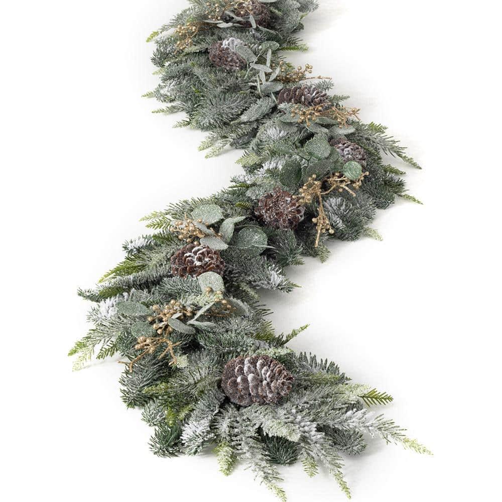 6 ft. Green Pine and Eucalytus Unlit Artificial Christmas Garland