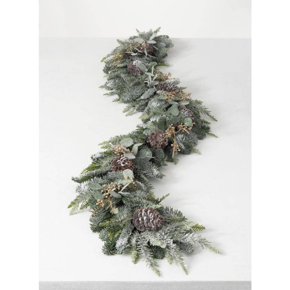 6 ft. Green Pine and Eucalytus Unlit Artificial Christmas Garland