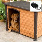 LarHeated Outdoor Dog House Log Cabin Doghouse Kennel