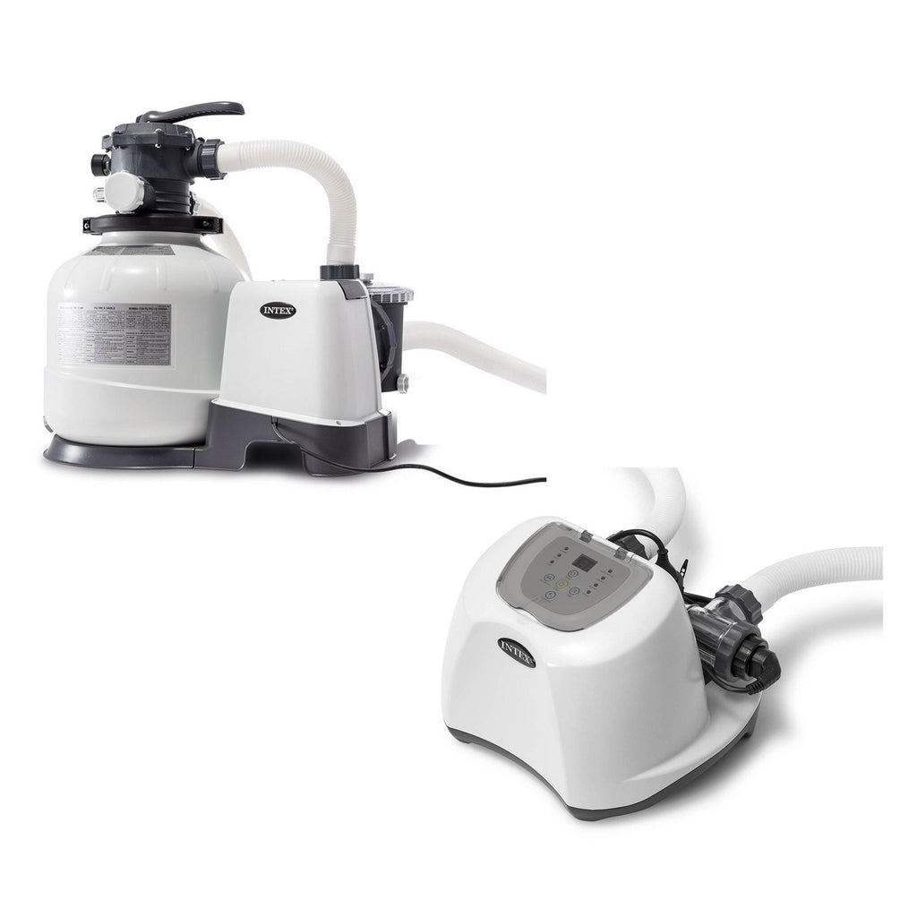 intex 2800 gph pool sand filter pump w/krystal clear saltwater system