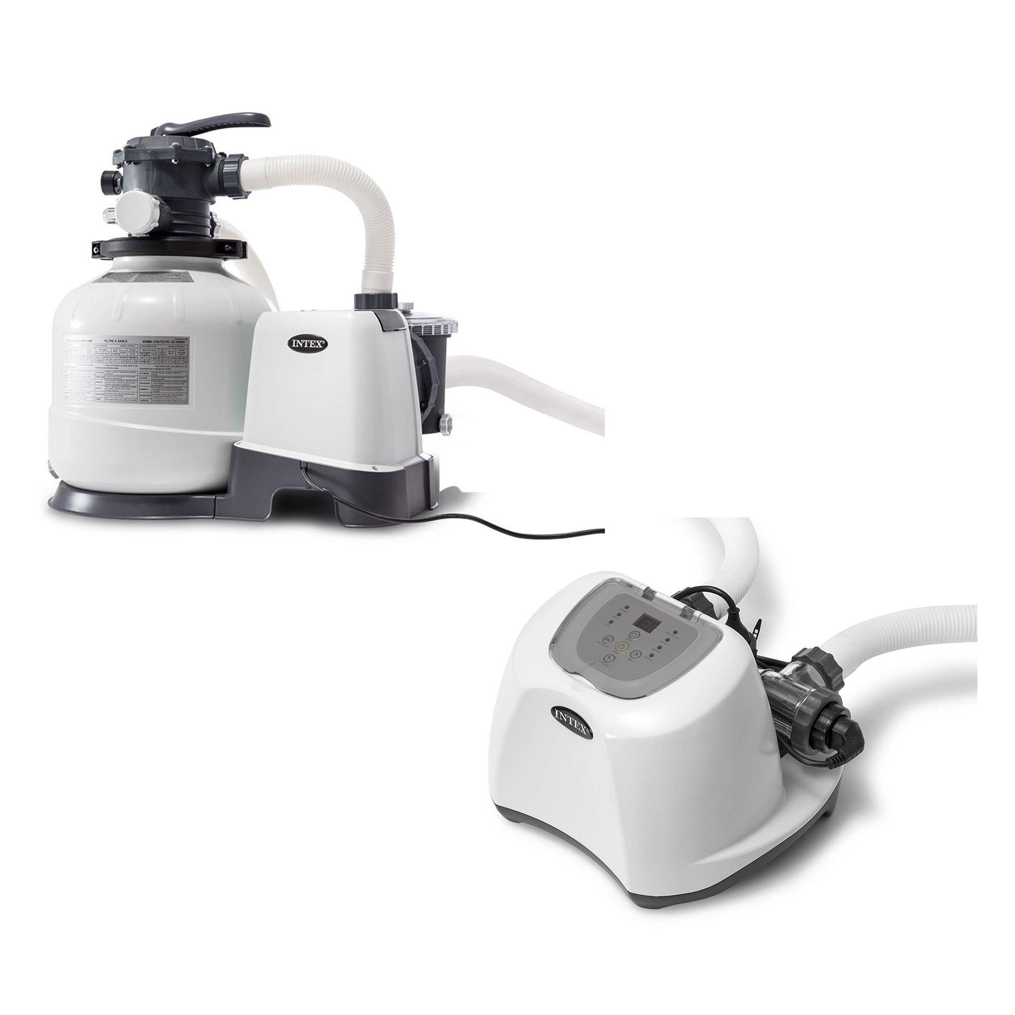 intex 2800 gph pool sand filter pump w/krystal clear saltwater system