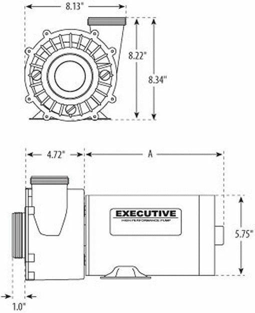 waterway 3420610-a, 1.5hp 115v 2-spd spa pump side discharge 48 frame executive