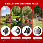 20000 RPM Electric Weed Wacker with Wheel,12″ Brushless Cordless Weed Eater Battery Powered, 4-in-1 Brush Cutter/String Trimmer/Grass Trimmer/Lawn Mower,Edger Stringless Weed Trimmer,5 Blade,2 Battery