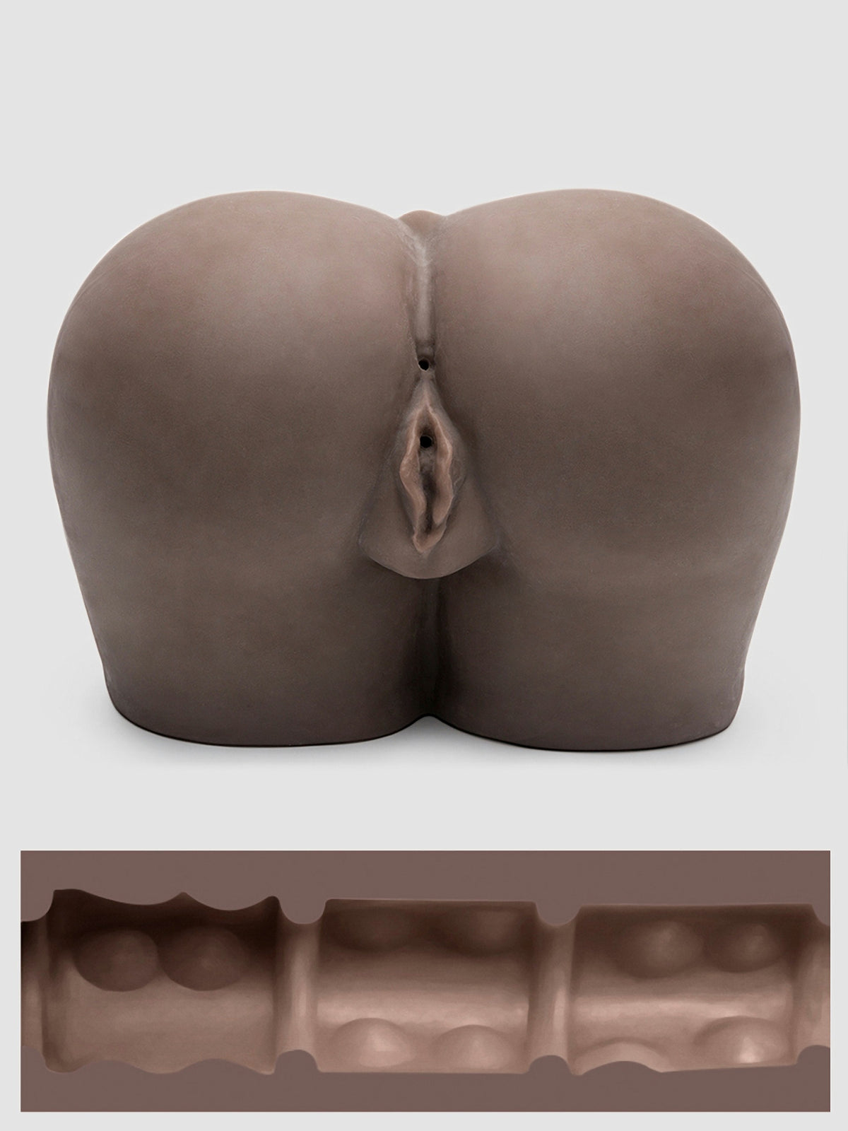 THRUST Pro Elite Tiana Ribbed Vagina and Ass Masturbator 246.9oz, Flesh Brown | Flesh Brown