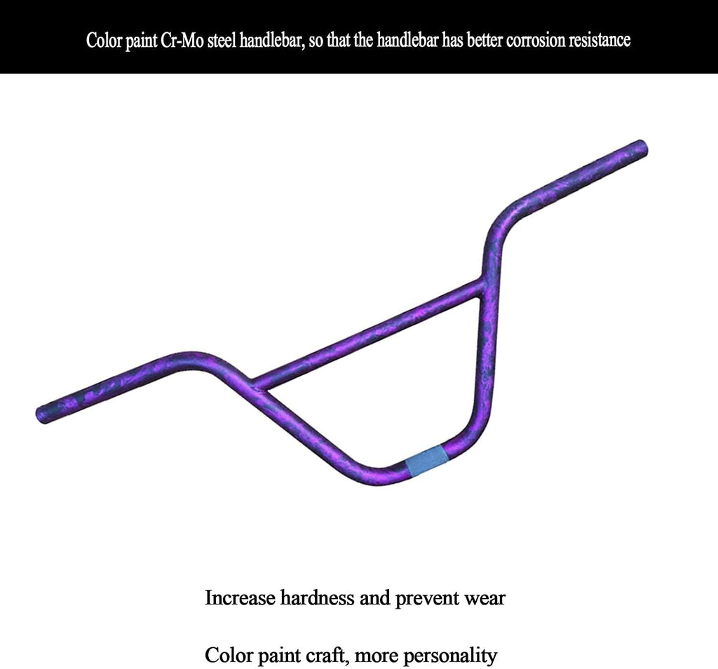GAOJJ BMX Handlebars 8.75" Tall 29.5" Wide for BMX Bikes, High-Strength Cr-Mo Steel, CamouflaPurple