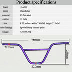 GAOJJ BMX Handlebars 8.75" Tall 29.5" Wide for BMX Bikes, High-Strength Cr-Mo Steel, CamouflaPurple