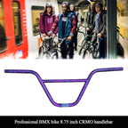 GAOJJ BMX Handlebars 8.75" Tall 29.5" Wide for BMX Bikes, High-Strength Cr-Mo Steel, CamouflaPurple