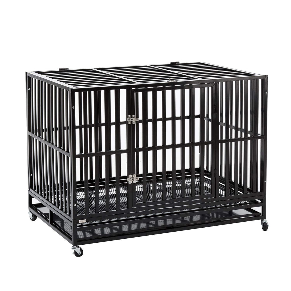 Sliverylake Heavy Duty Metal Dog Crate CaPet Kennel Playpen Exercise w/Wheels Tray - Type Square Tube