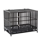 Sliverylake Heavy Duty Metal Dog Crate CaPet Kennel Playpen Exercise w/Wheels Tray - Type Square Tube