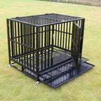 Sliverylake Heavy Duty Metal Dog Crate CaPet Kennel Playpen Exercise w/Wheels Tray - Type Square Tube