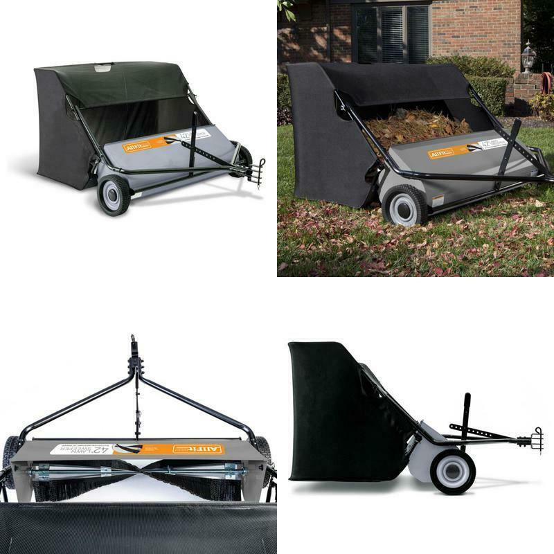 Tow Behind Lawn Sweeper 42 In Sweep Leaves Yard Catcher Bag AllFitHD