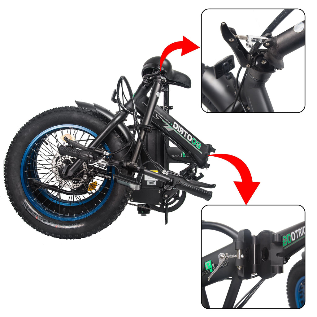 Folding All Terrain 20 In. 48V 500W Electric Bike Fat Tire City E Bike 7 Speeds