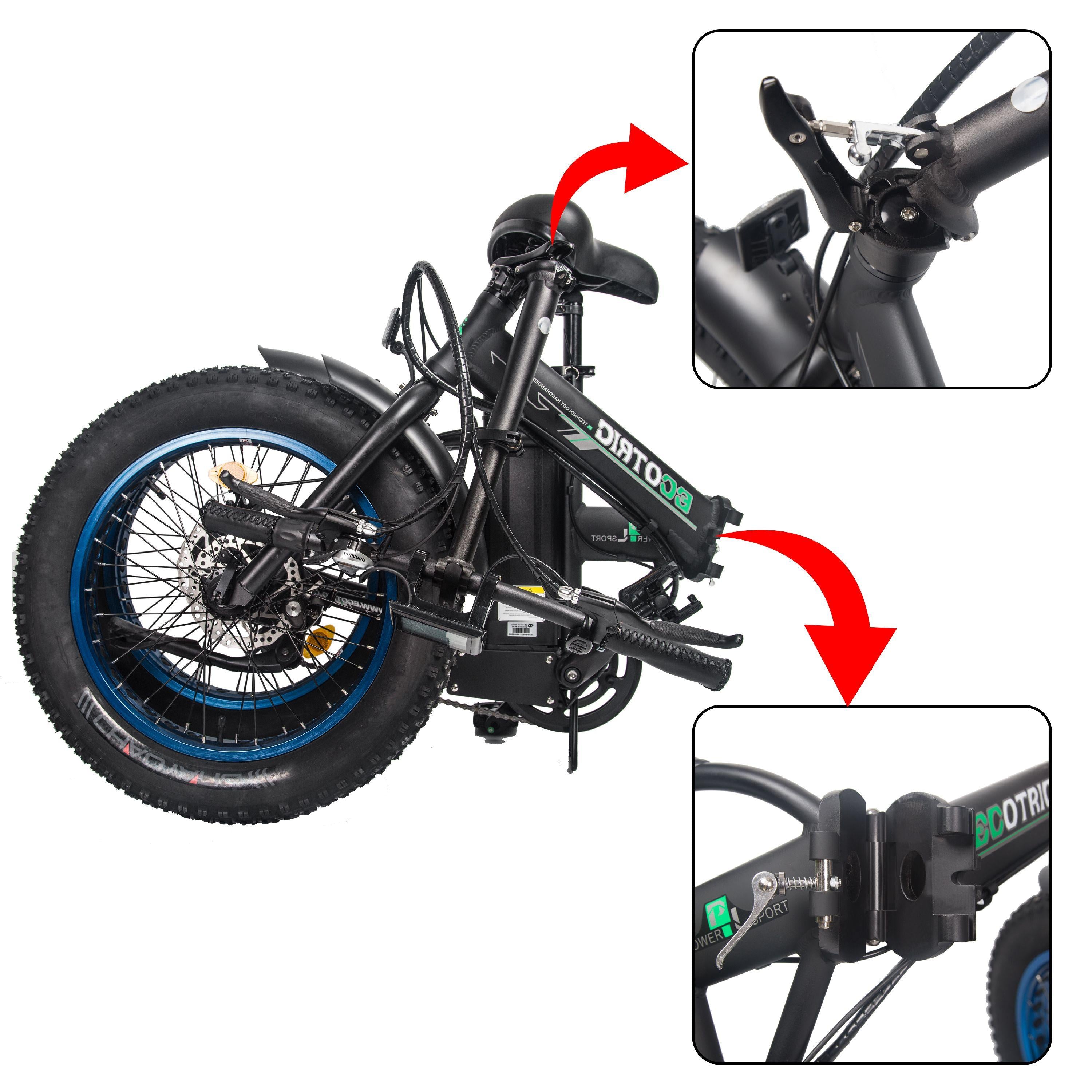 Folding All Terrain 20 In. 48V 500W Electric Bike Fat Tire City E Bike 7 Speeds