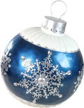 Northlight 37” LED Lighted Blue Ball Christmas Ornament with Snowflake Outdoor Decoration