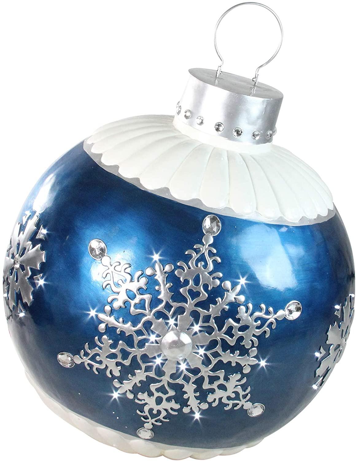 Northlight 37” LED Lighted Blue Ball Christmas Ornament with Snowflake Outdoor Decoration