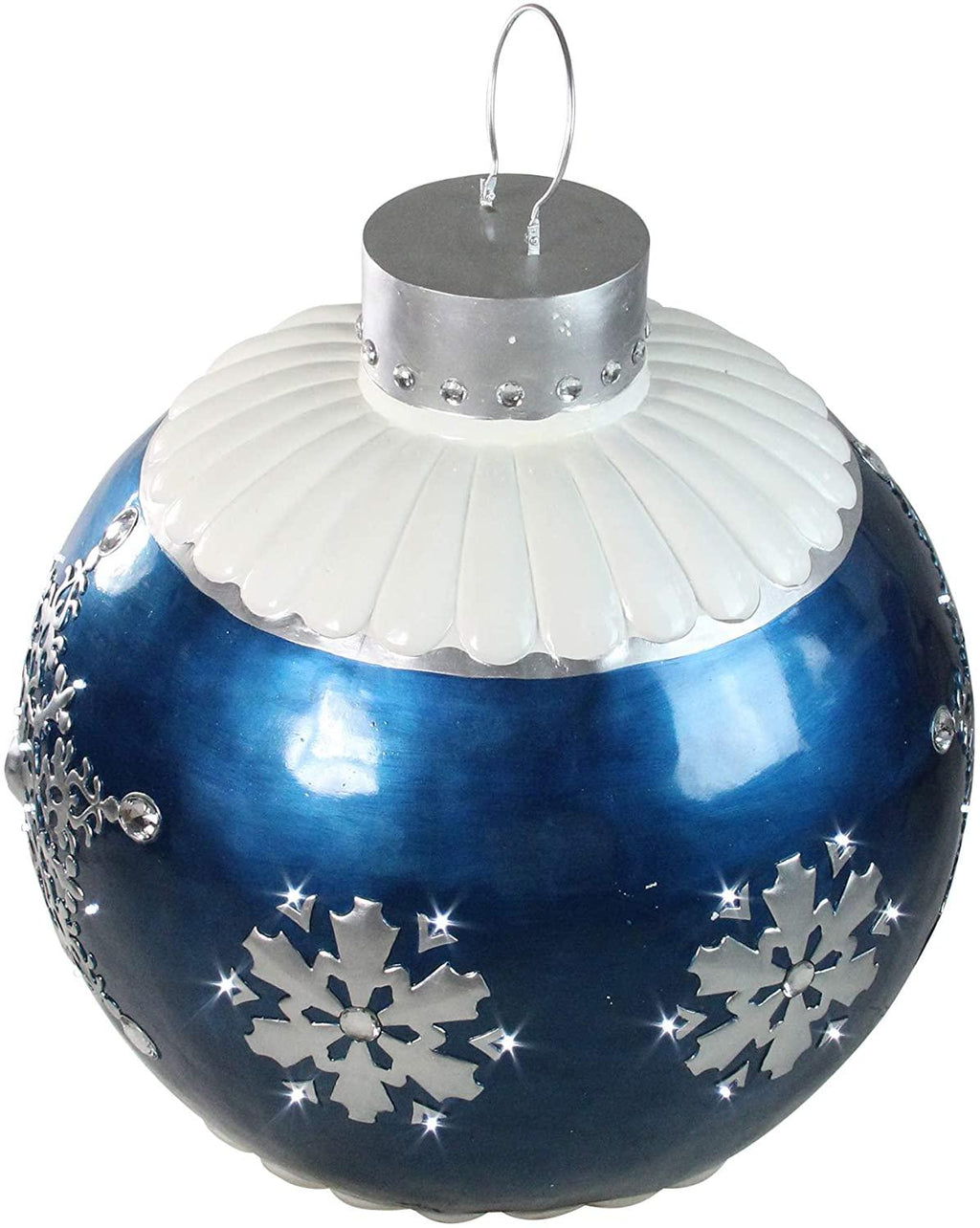 Northlight 37” LED Lighted Blue Ball Christmas Ornament with Snowflake Outdoor Decoration