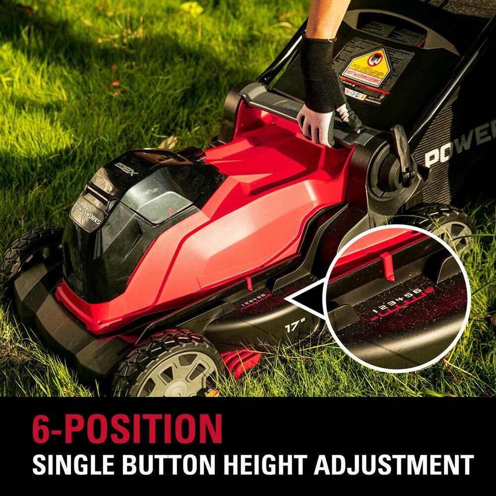 POWERWORKS 40V 17'' Cordless Lawn Mower 6 Cutting Height w/ 4Ah Battery &Charger