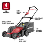 POWERWORKS 40V 17'' Cordless Lawn Mower 6 Cutting Height w/ 4Ah Battery &Charger