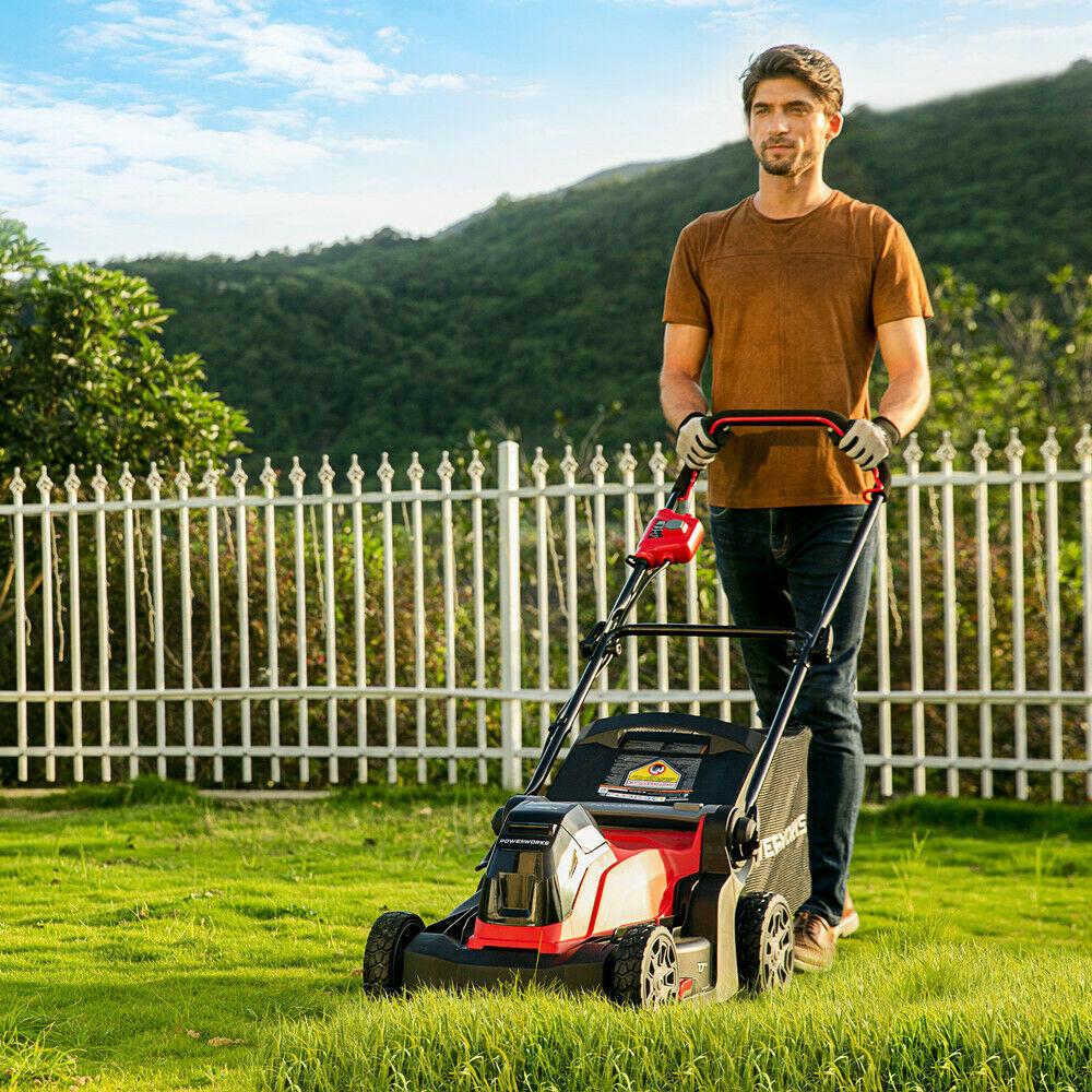 POWERWORKS 40V 17'' Cordless Lawn Mower 6 Cutting Height w/ 4Ah Battery &Charger