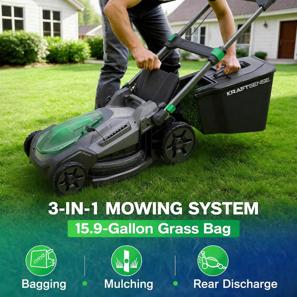 20.5 Inch Cordless Lawn Mower, 40V Electric Push Mower with 2x8.0Ah Batteries and Rapid Charger, Brushless Ultra-Quiet Lawn Mower for Medium to LarYards