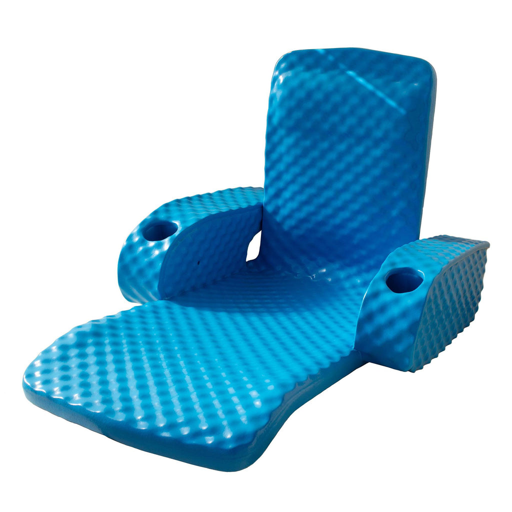 TRC Recreation Folding Baja Floating Swimming Pool Portable Water Lounger Comfortable Recliner Chair with 2 Armrest Cup Holders,