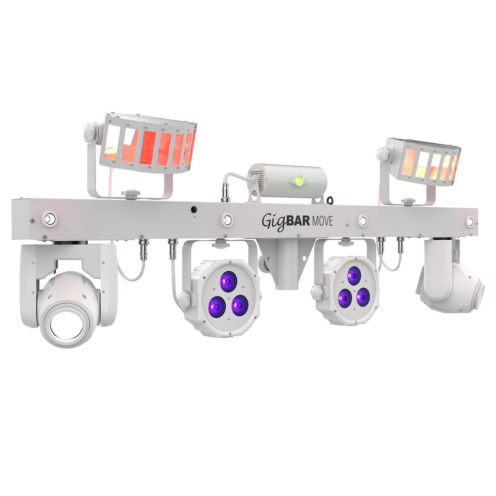 Chauvet DJ GigBar Move White 5-in-1 Ultimate Effect Light System with Hurricane 700 Fog Machine Package