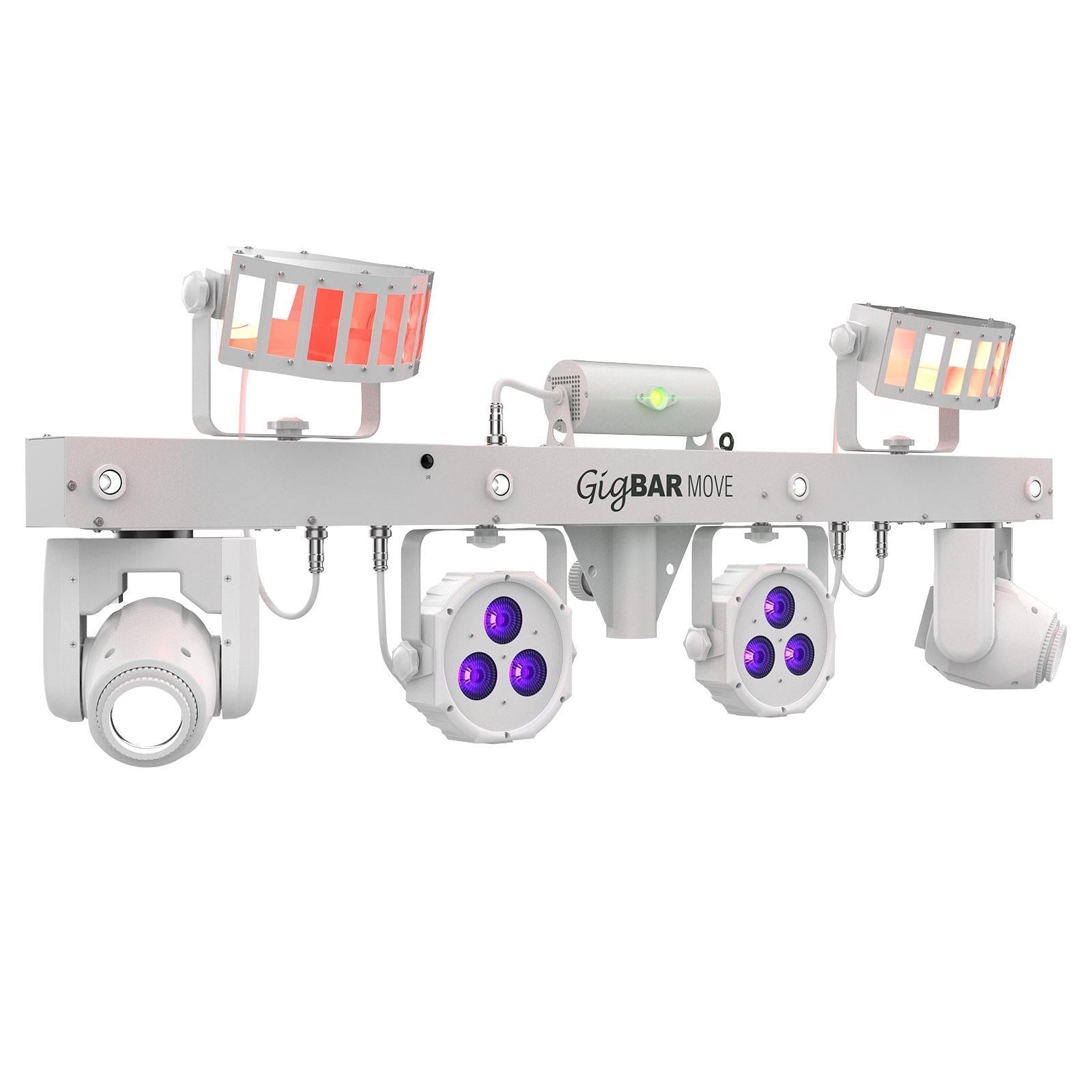 Chauvet DJ GigBar Move White 5-in-1 Ultimate Effect Light System with Hurricane 700 Fog Machine Package