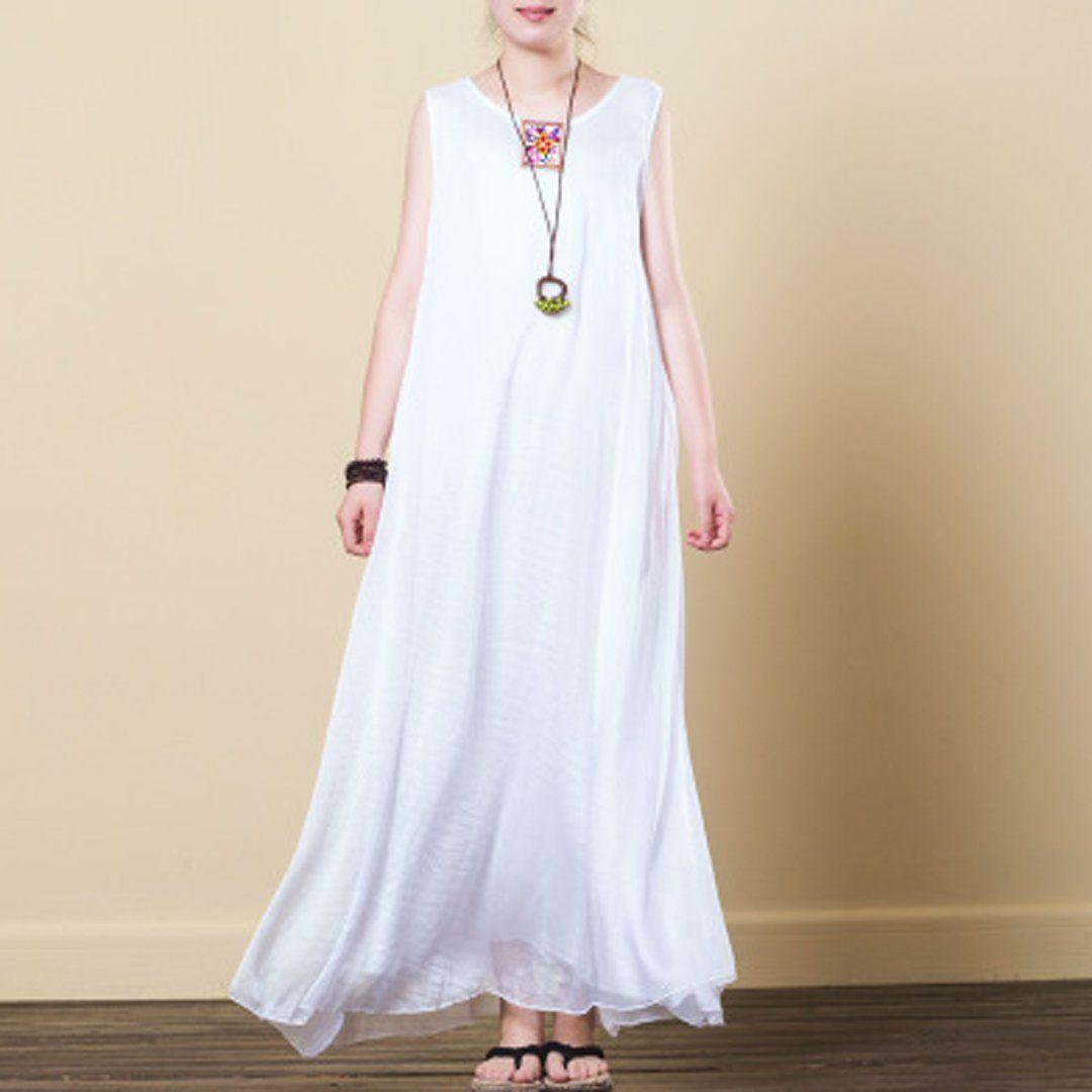 babakud embroidery casual summer sleeveless dress