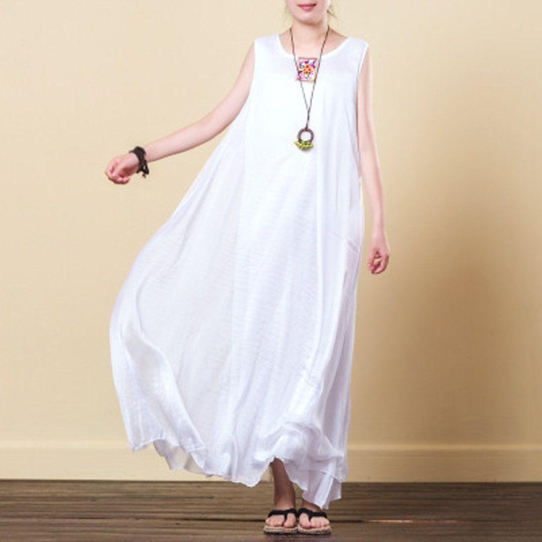 babakud embroidery casual summer sleeveless dress