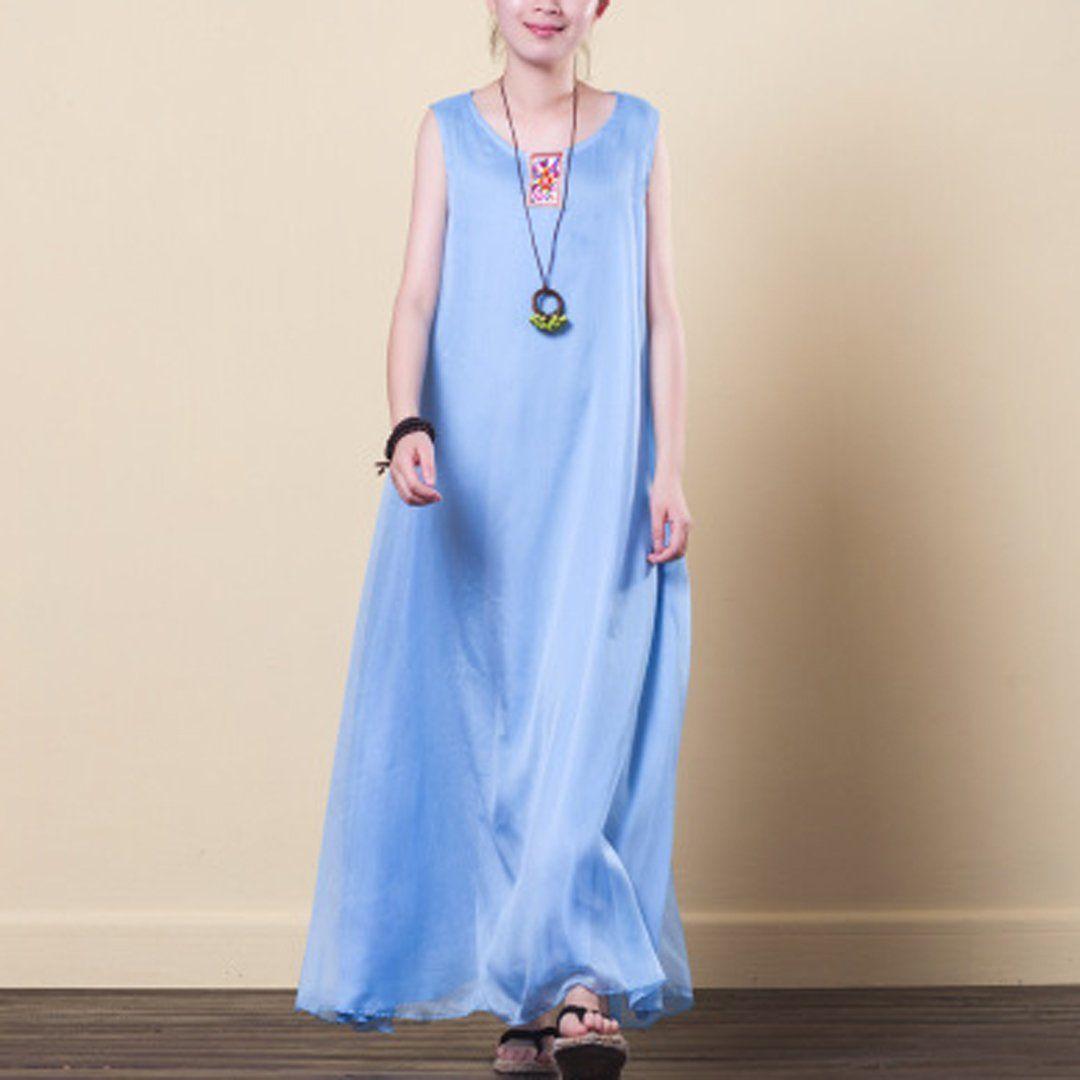 babakud embroidery casual summer sleeveless dress